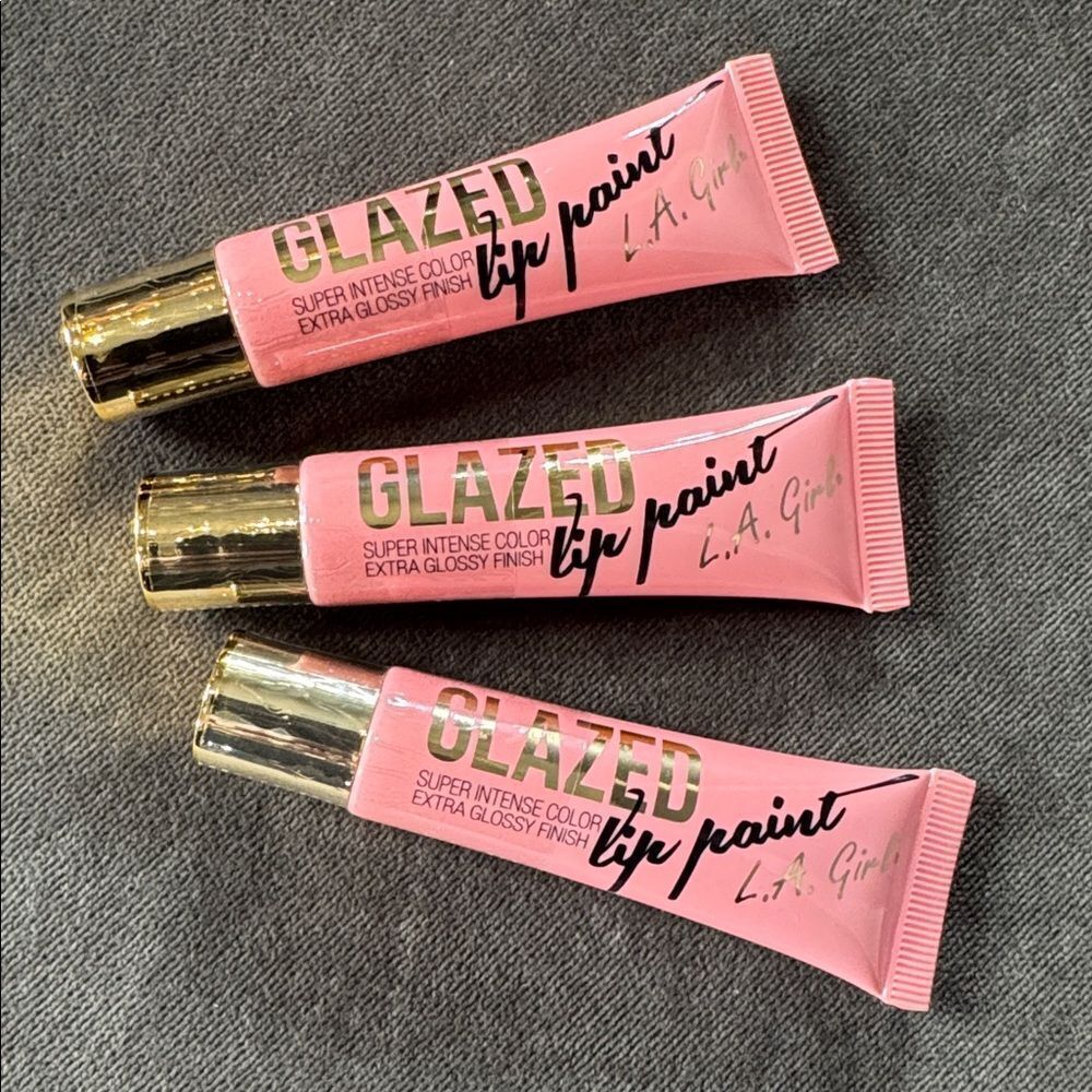 L.A. Girl Glazed Lip Paint Flirt GLG789 Set of 3 NEW